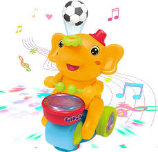 Musical Ball Blowing Elephant Toy Interactive Drum & Light for Kids - kiddiekingdoms