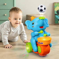 Musical Ball Blowing Elephant Toy Interactive Drum & Light for Kids - kiddiekingdoms